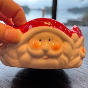 NWOT Royal Norfolk Santa Face Candy Dish Bowl Red White Ceramic like new Holiday